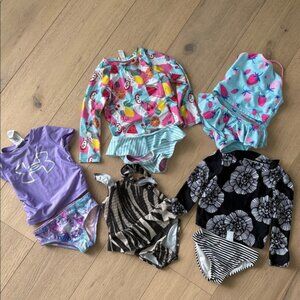 Girls Mixed Swimwear Bundle - Bright Fruit & Floral Prints size 24m- 3T